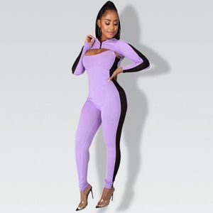Lavender Jumpsuit with Sheer Side Strip and Super Cropped Matching Jacket